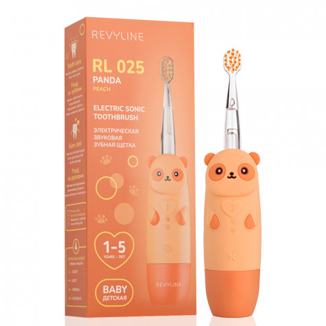 Электрическая звуковая зубная щетка Revyline RL 025 Panda, персиковая